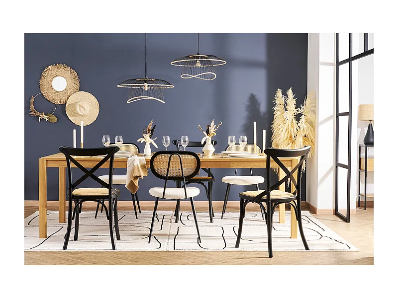 Set de 2 sillas bistrot de madera negra y ratán MARCEL