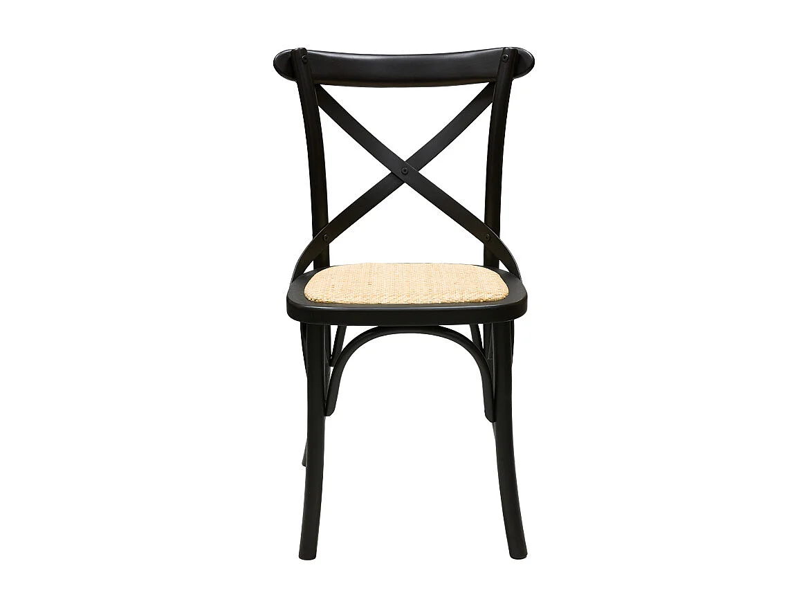 Chaises bistrot en bois noir et cannage en rotin (lot de 2) MARCEL