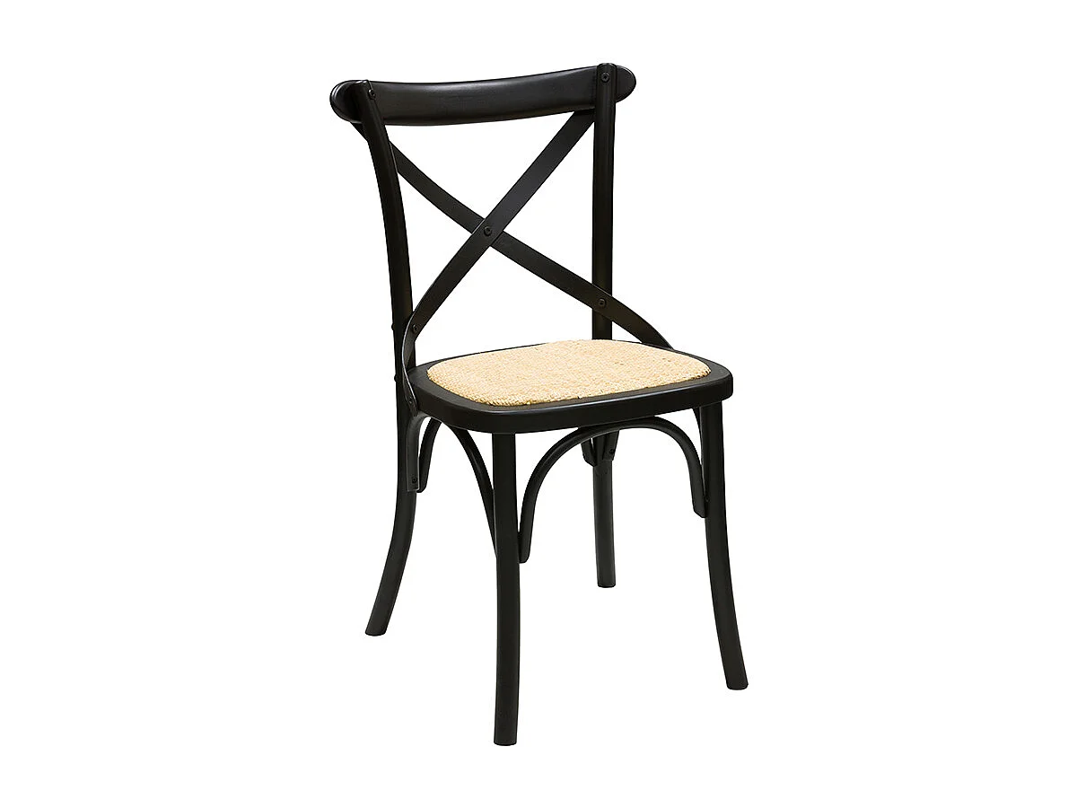 Chaises bistrot en bois noir et cannage en rotin (lot de 2) MARCEL