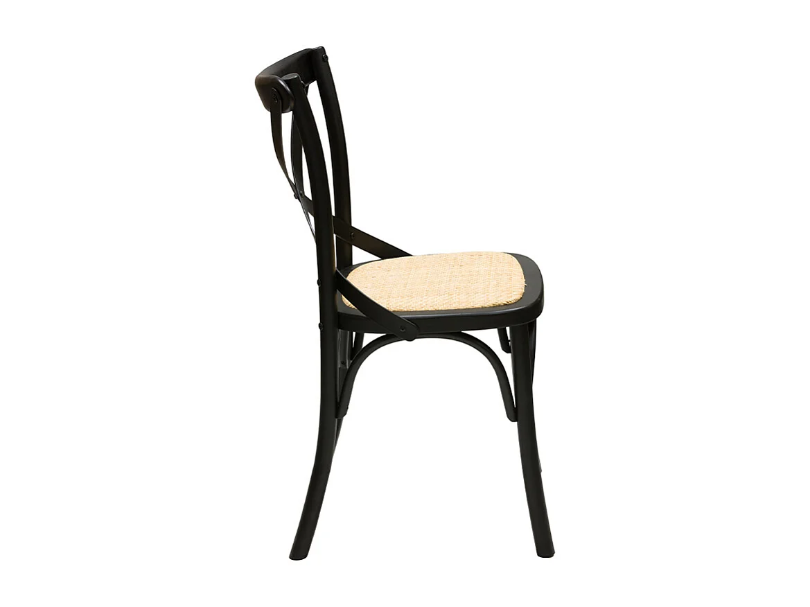 Chaises bistrot en bois noir et cannage en rotin (lot de 2) MARCEL