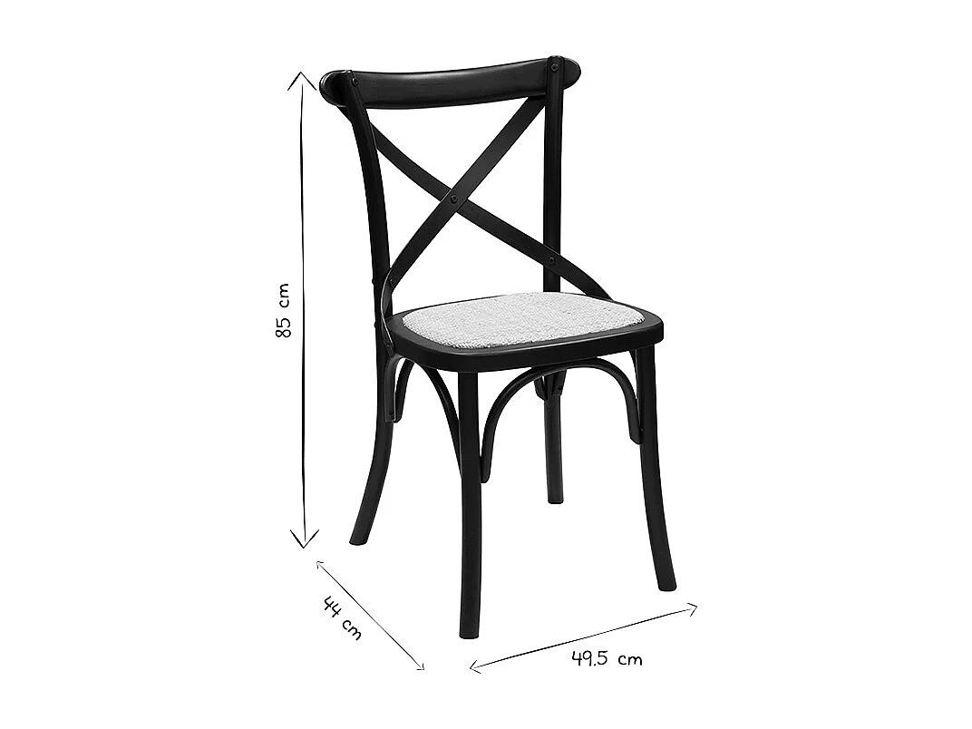 Chaises bistrot en bois noir et cannage en rotin (lot de 2) MARCEL