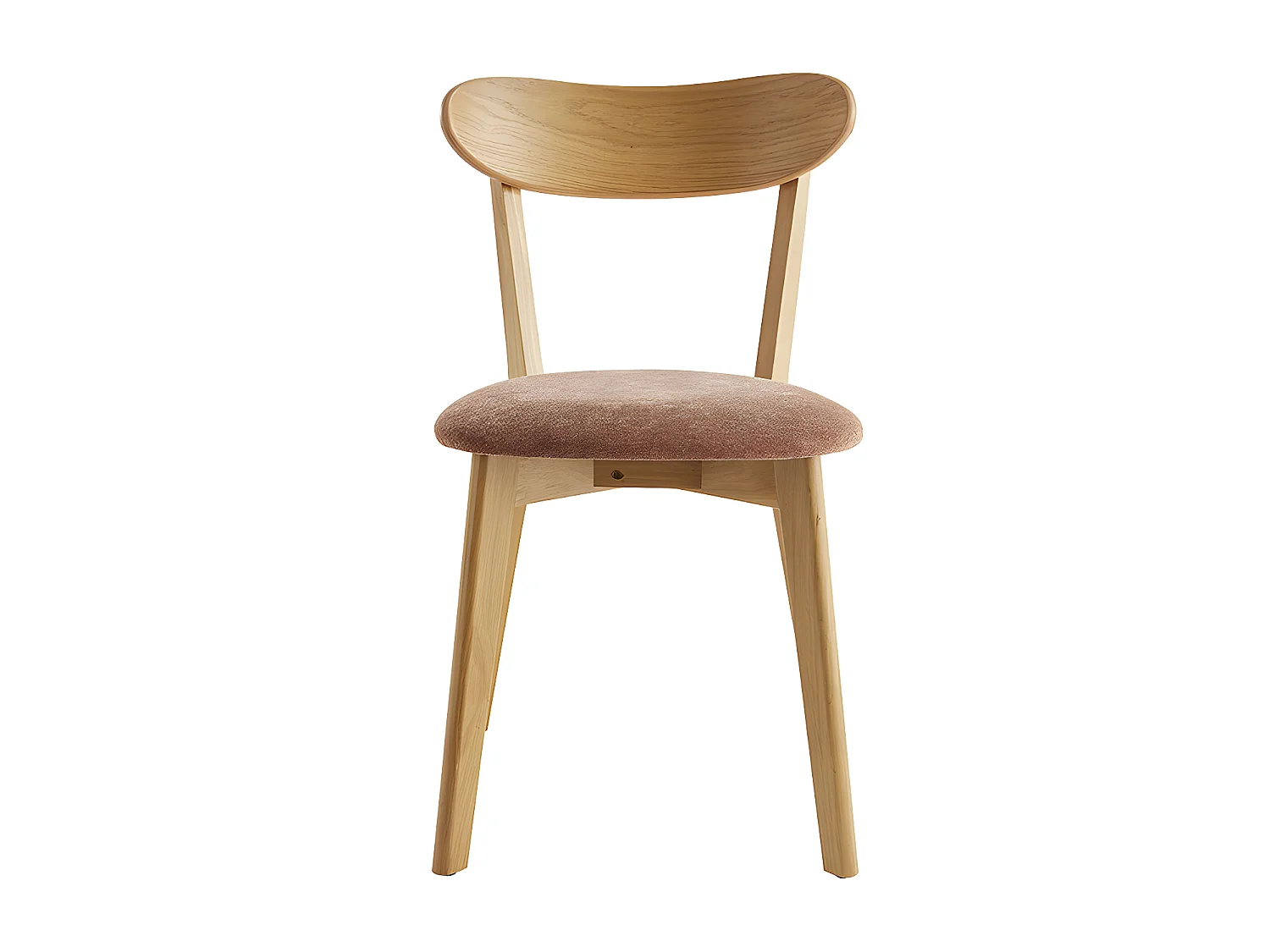 Chaises vintage en bois clair chêne et tissu effet velours terre brûlée (lot de 2) DOVE