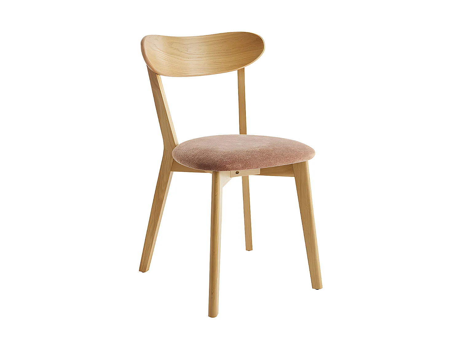 Chaises vintage en bois clair chêne et tissu effet velours terre brûlée (lot de 2) DOVE