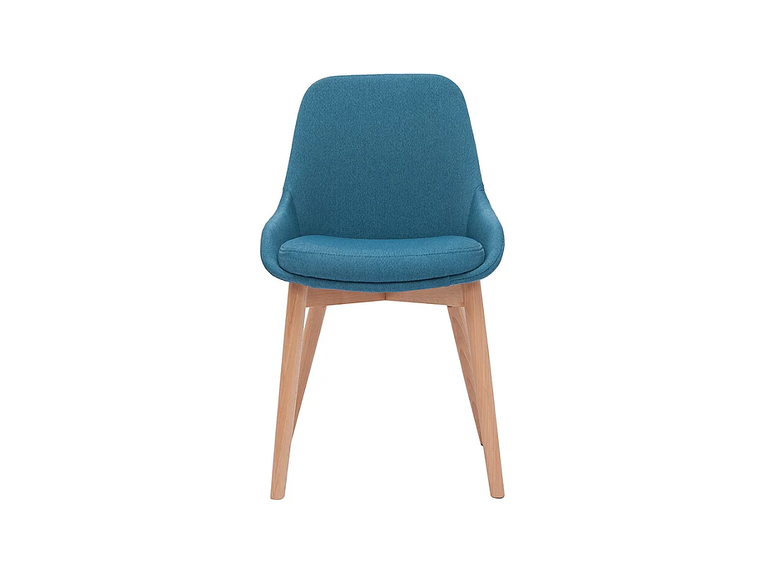 Set de 2 sillas nórdicas de tela azul petróleo y madera clara maciza HOLO