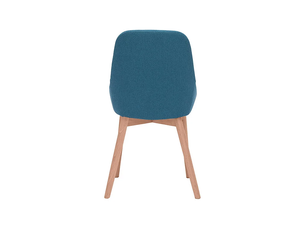 Set de 2 sillas nórdicas de tela azul petróleo y madera clara maciza HOLO