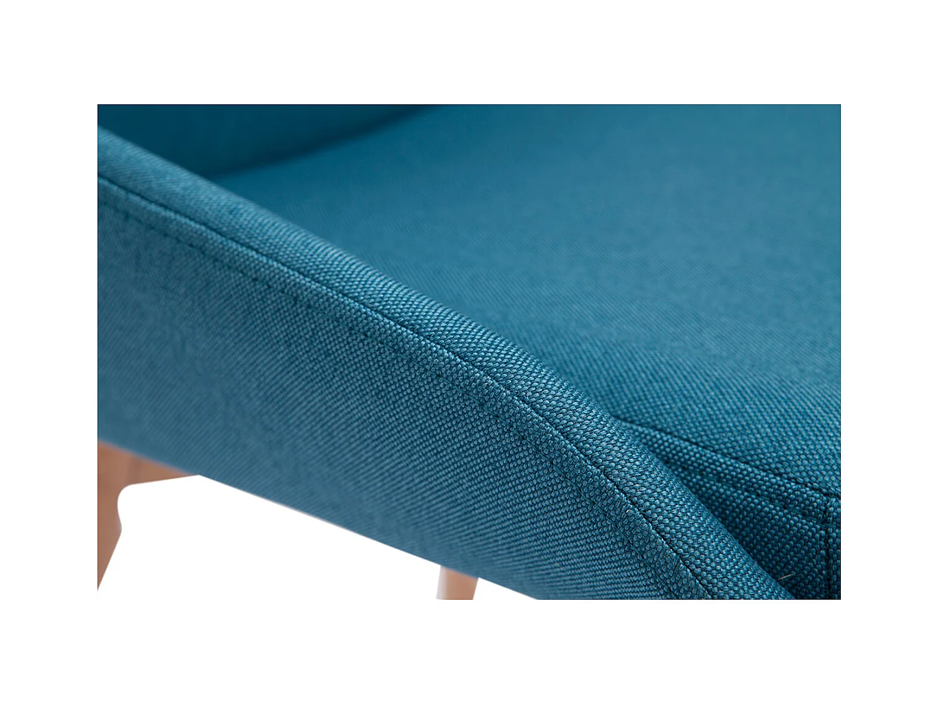 Set de 2 sillas nórdicas de tela azul petróleo y madera clara maciza HOLO