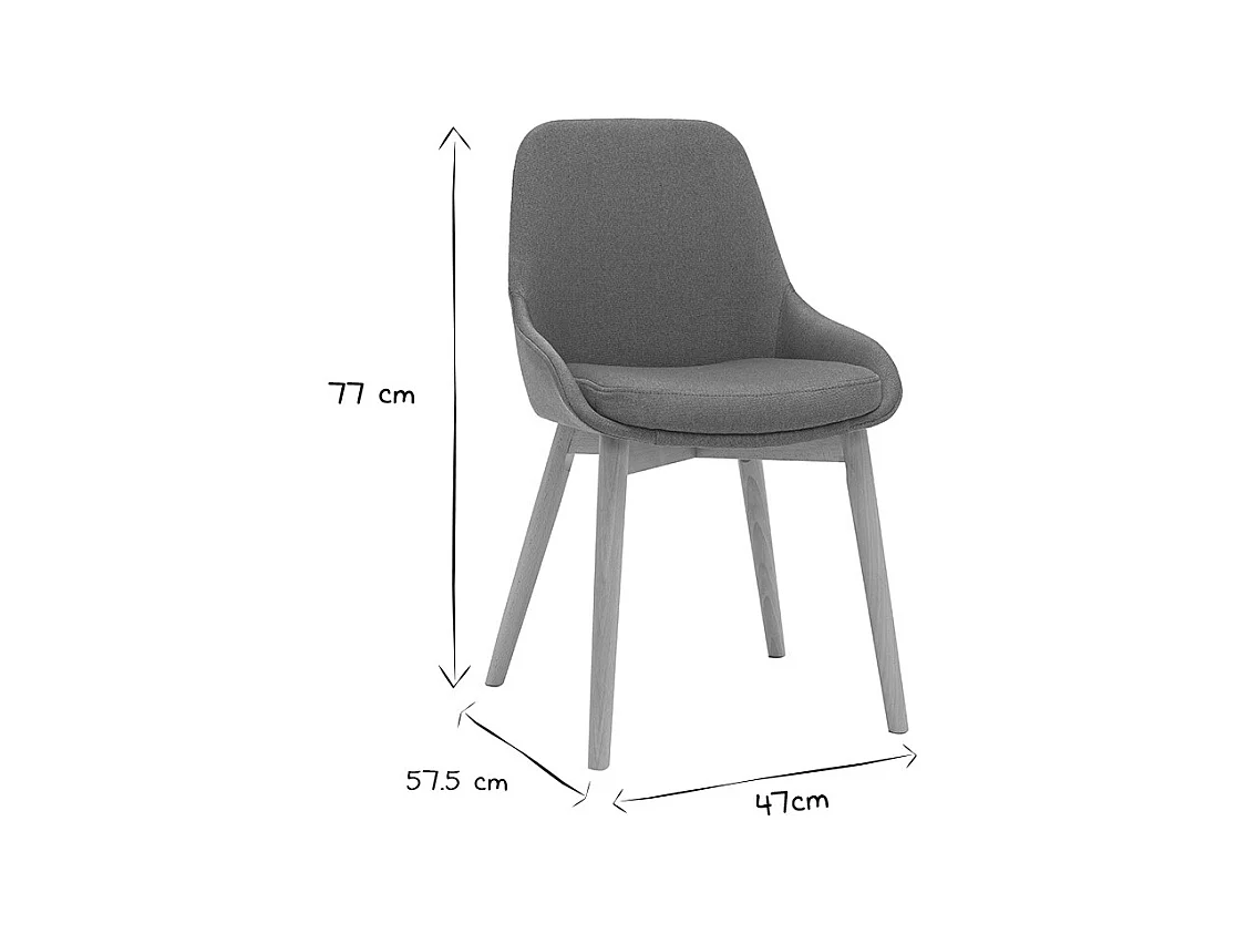 Set de 2 sillas nórdicas de tela azul petróleo y madera clara maciza HOLO