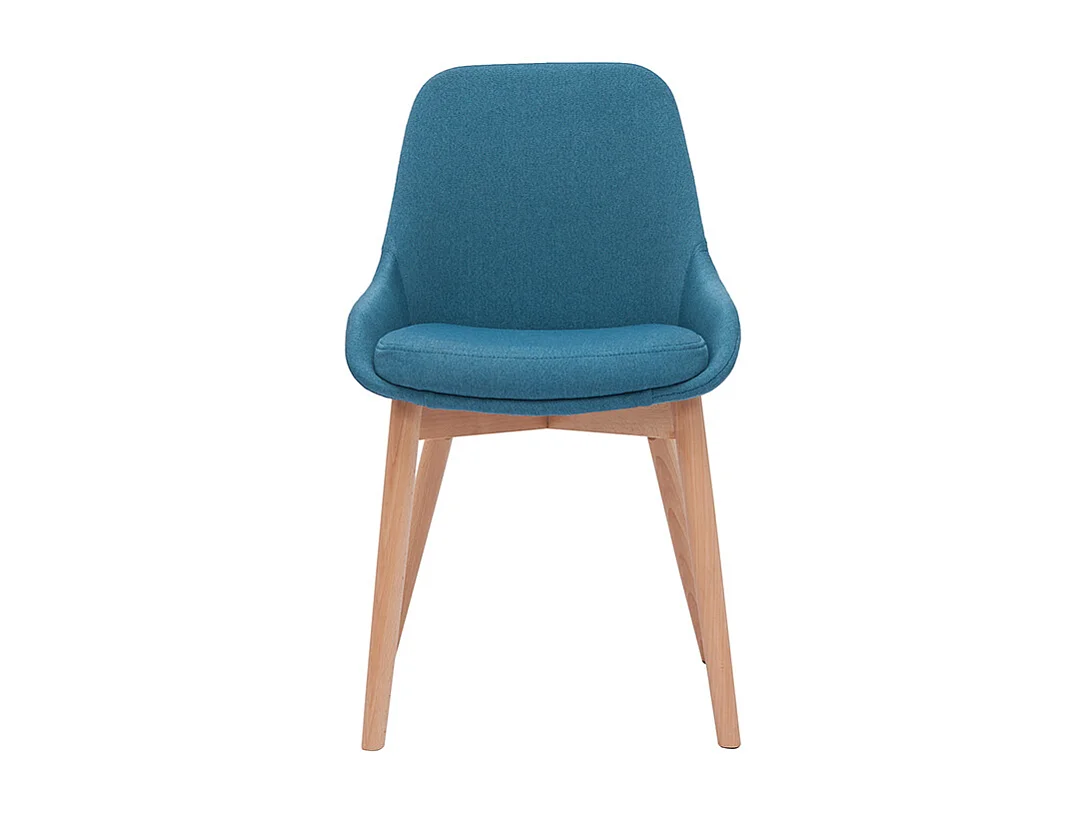 Chaises scandinaves en tissu bleu canard et bois clair massif (lot de 2) HOLO