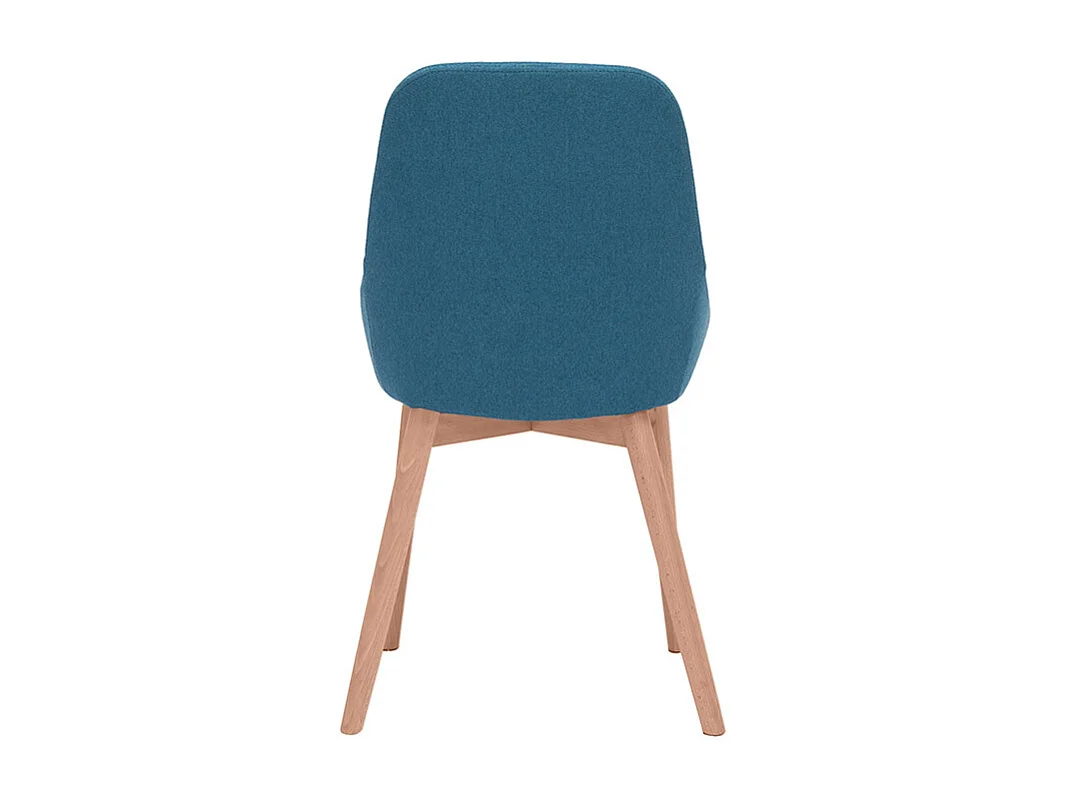 Chaises scandinaves en tissu bleu canard et bois clair massif (lot de 2) HOLO