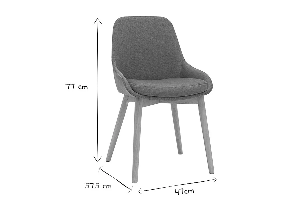 Chaises scandinaves en tissu bleu canard et bois clair massif (lot de 2) HOLO