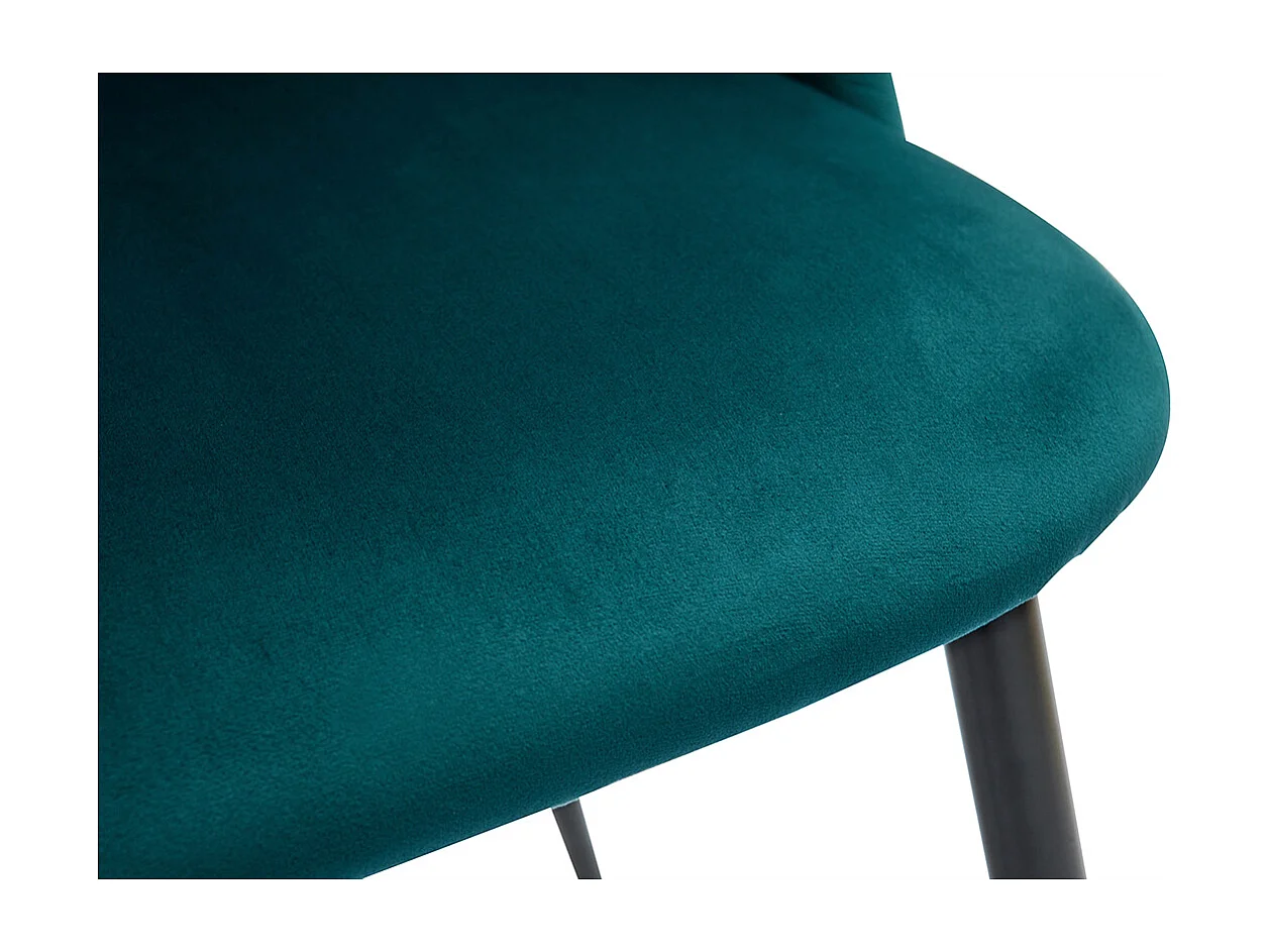 Chaises design en tissu velours bleu pétrole et métal noir (lot de 2) CELESTE