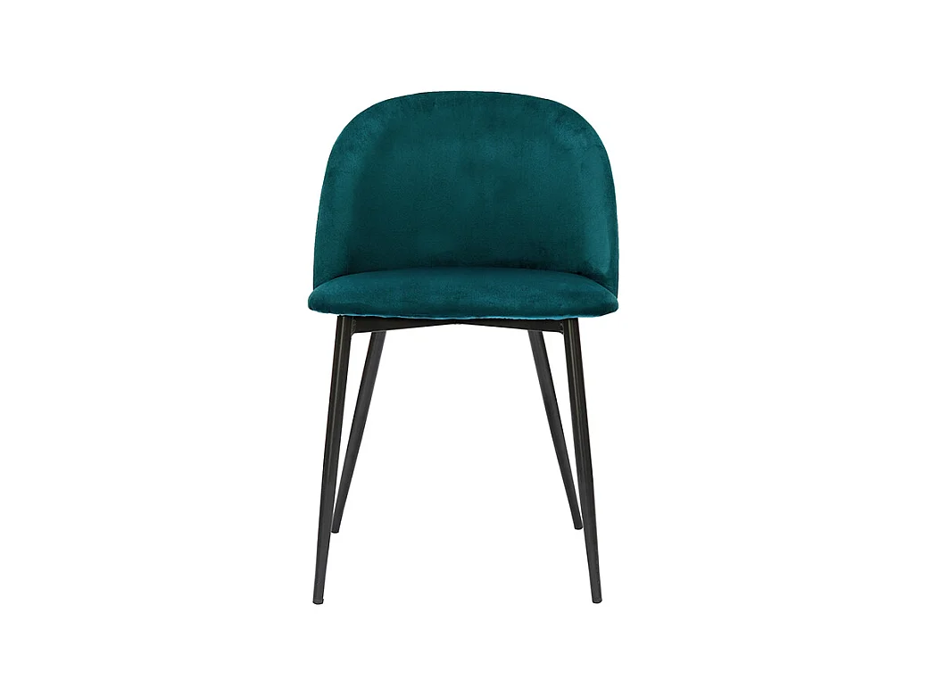 Design-Stühle aus petrolblauem Samtstoff und schwarzem Metall (2er-Set) CELESTE