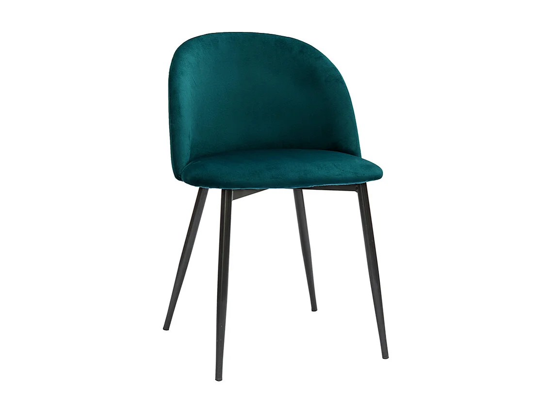 Chaises design en tissu velours bleu pétrole et métal noir (lot de 2) CELESTE