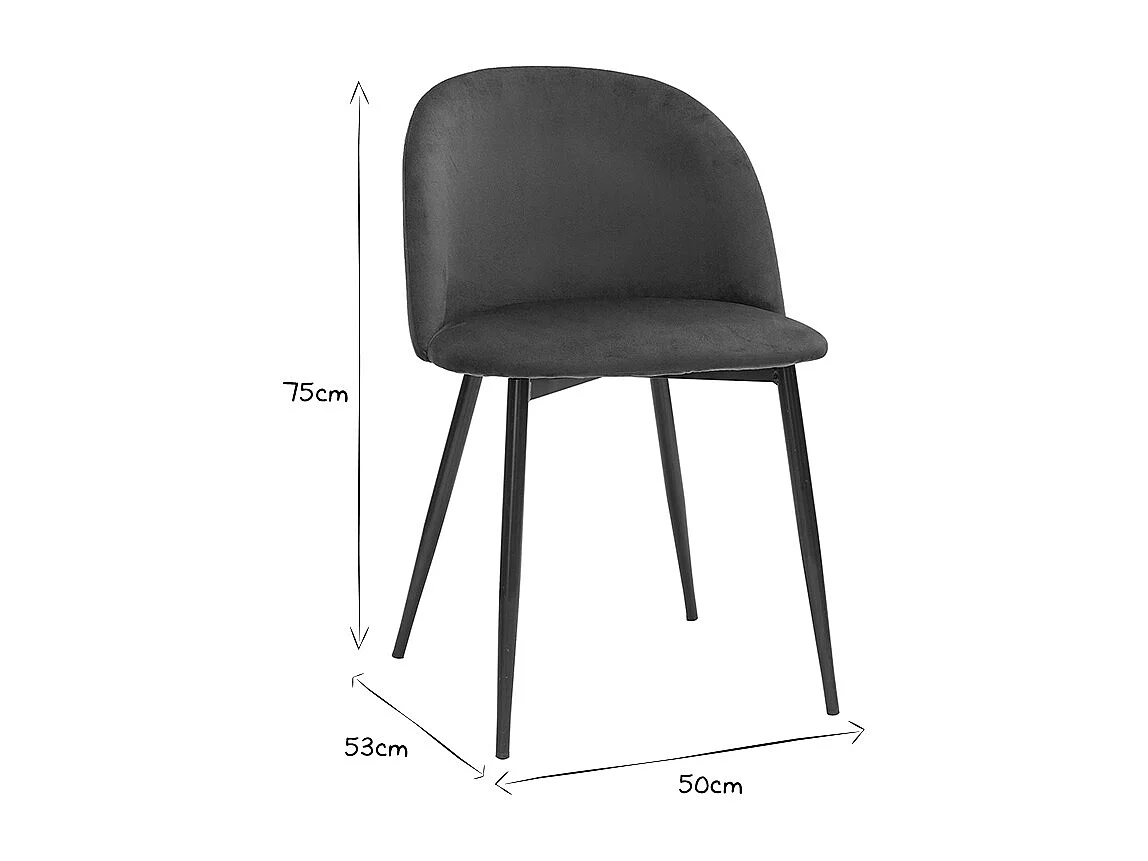 Chaises design en tissu velours bleu pétrole et métal noir (lot de 2) CELESTE