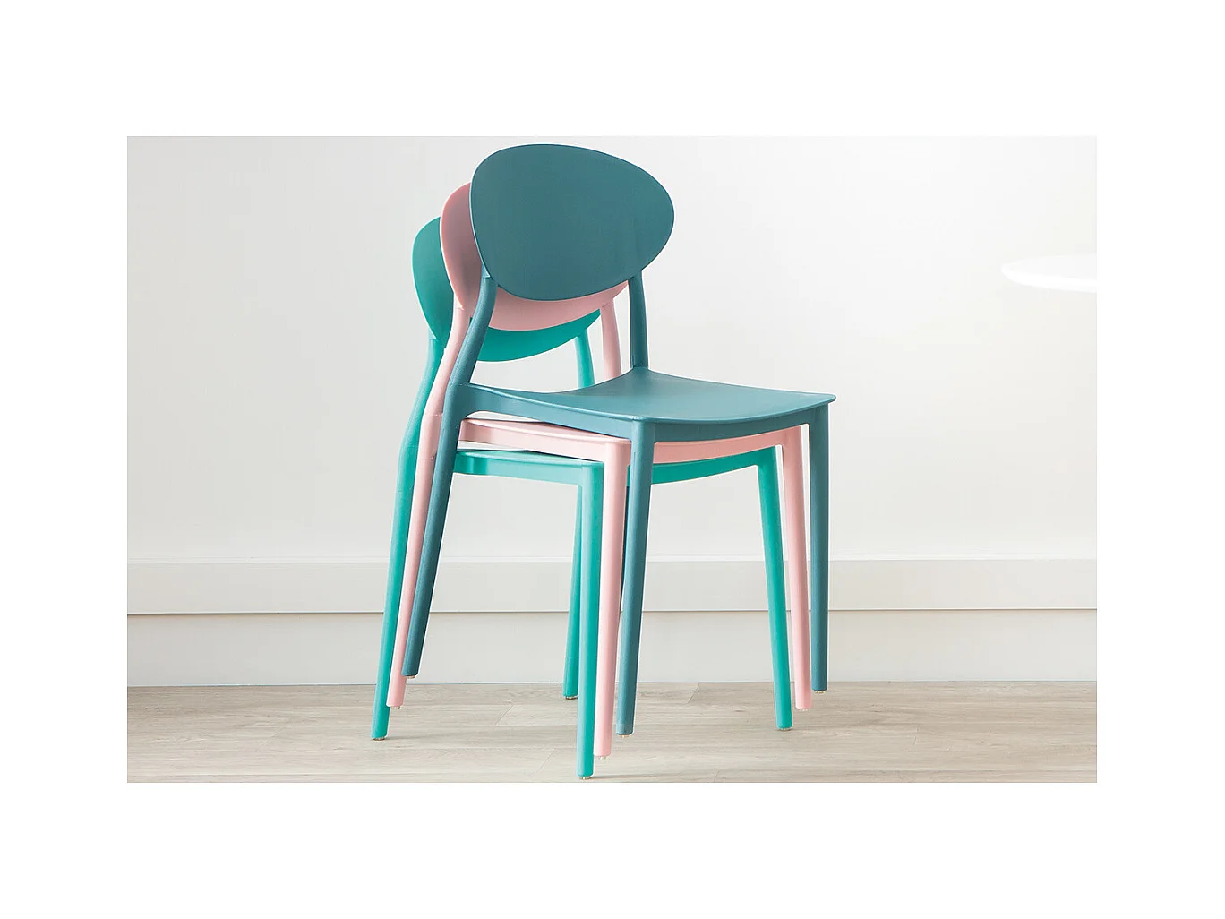 Chaises design empilables bleu canard intérieur - extérieur (lot de 2) ANNA