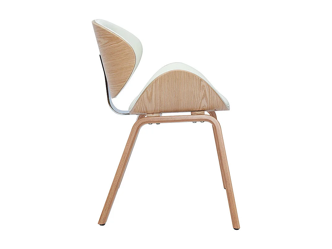 Design-Stuhl in Weiß und helles Holz WALNUT