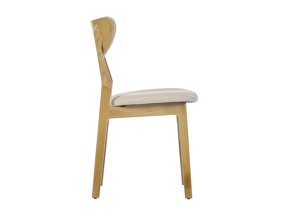 Set de 2 sillas nórdicas de tejido borreguillo beige y madera clara de haya maciza MAYA