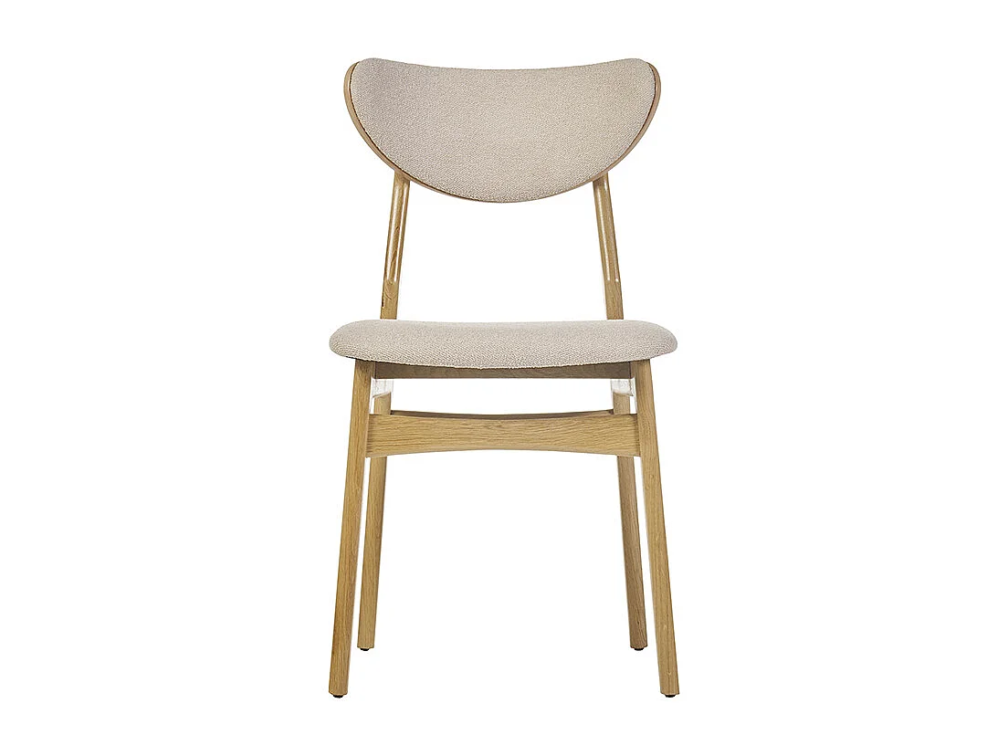 Set de 2 sillas nórdicas de tejido borreguillo beige y madera clara de haya maciza MAYA