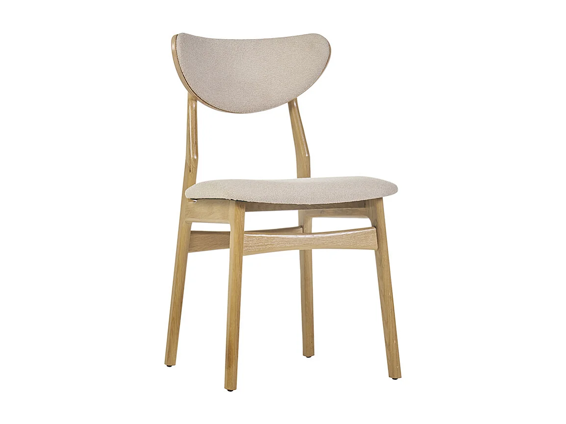 Set de 2 sillas nórdicas de tejido borreguillo beige y madera clara de haya maciza MAYA