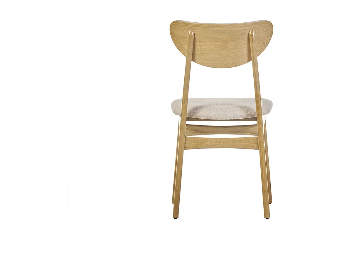 Set de 2 sillas nórdicas de tejido borreguillo beige y madera clara de haya maciza MAYA