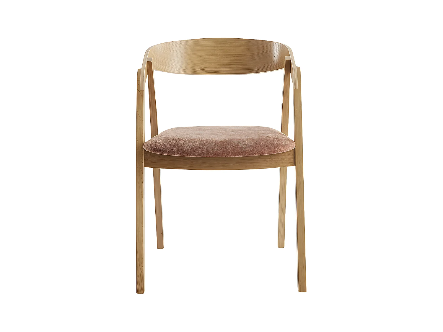 Set de 2 sillas nórdicas apilables de roble macizo y tejido efecto aterciopelado texturizado terracota LOVA