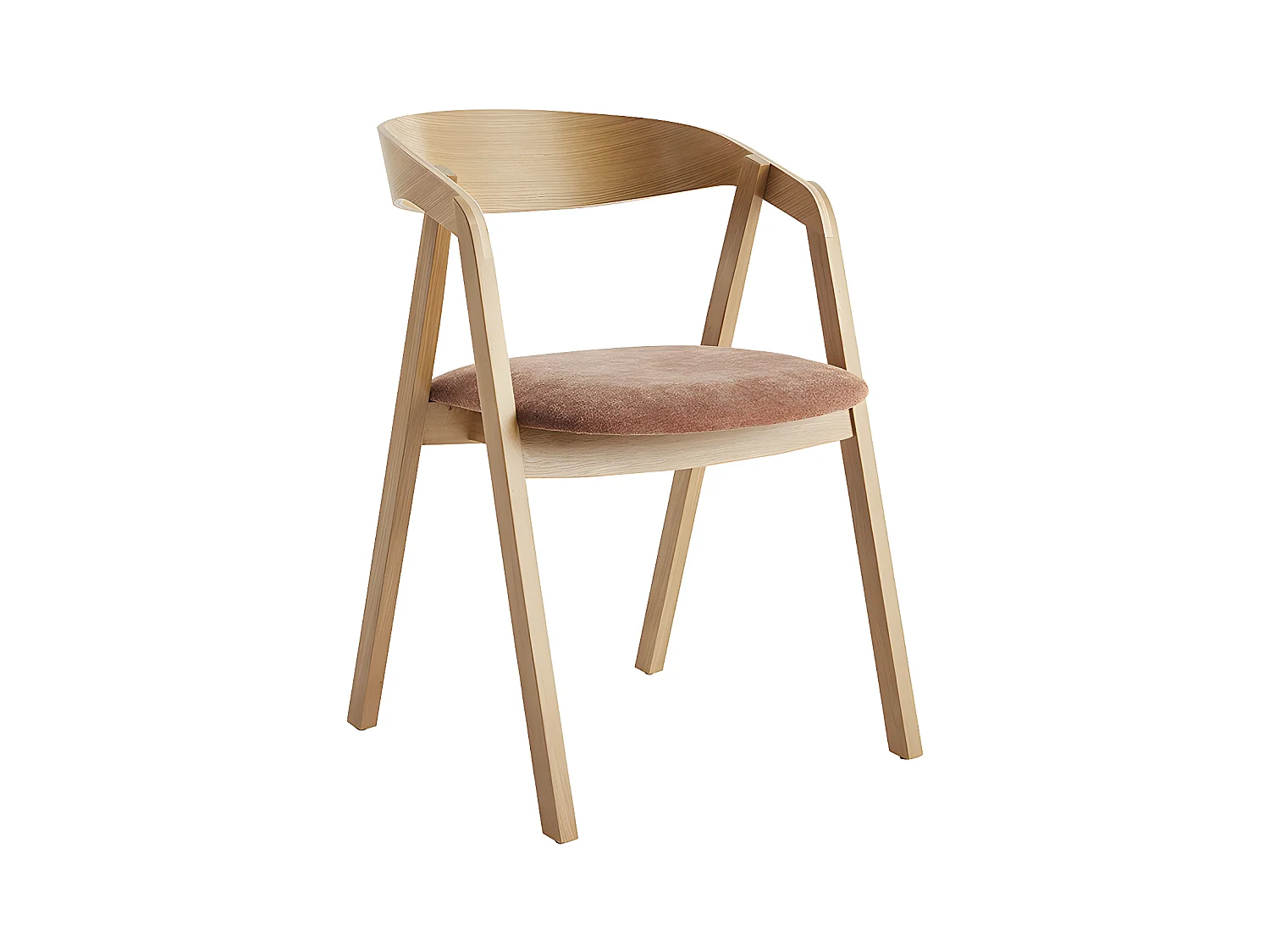 Set de 2 sillas nórdicas apilables de roble macizo y tejido efecto aterciopelado texturizado terracota LOVA