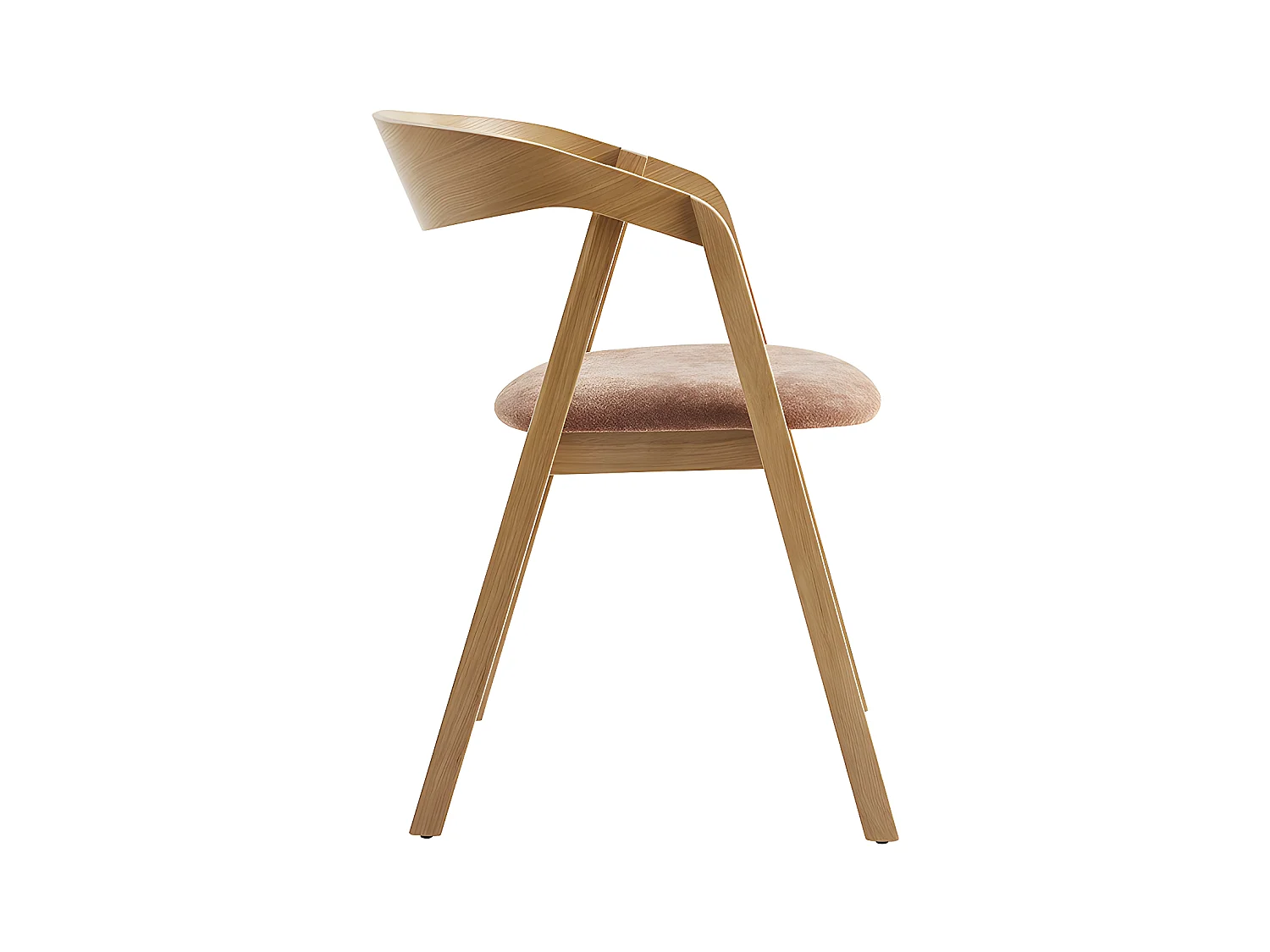 Set de 2 sillas nórdicas apilables de roble macizo y tejido efecto aterciopelado texturizado terracota LOVA