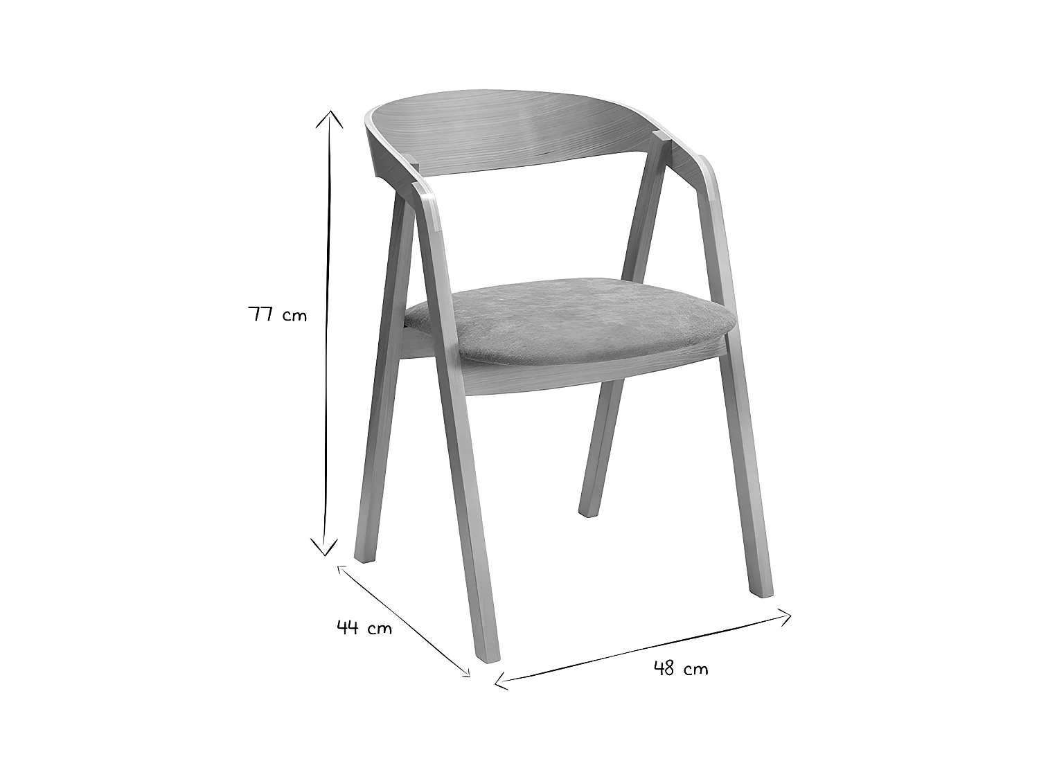 Set de 2 sillas nórdicas apilables de roble macizo y tejido efecto aterciopelado texturizado terracota LOVA