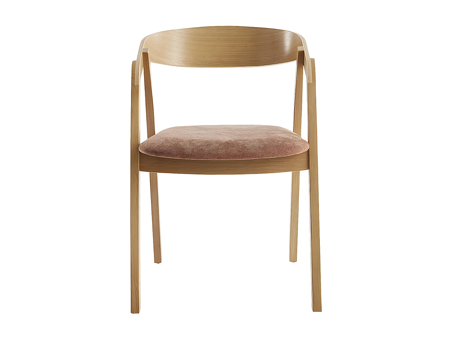 Chaises scandinaves empilables en bois clair chêne et tissu effet velours terre brûlée (lot de 2) LOVA