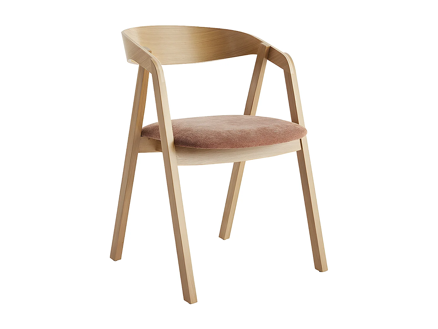 Chaises scandinaves empilables en bois clair chêne et tissu effet velours terre brûlée (lot de 2) LOVA