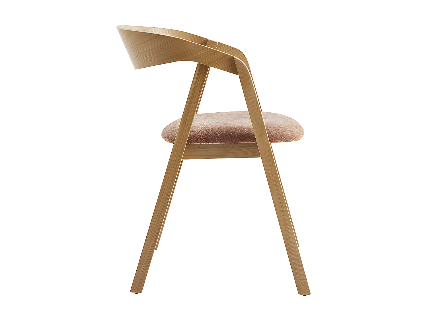 Chaises scandinaves empilables en bois clair chêne et tissu effet velours terre brûlée (lot de 2) LOVA