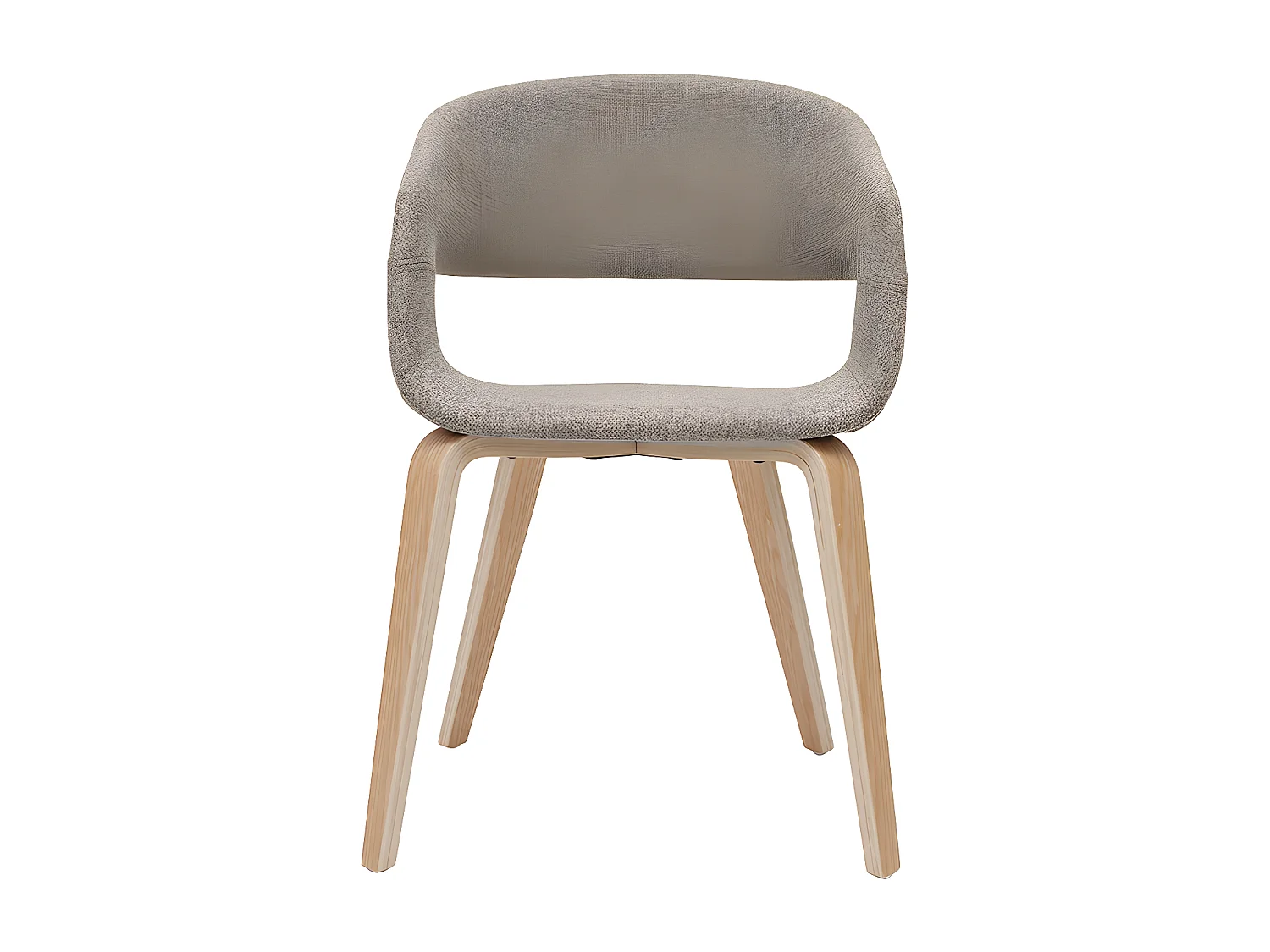 Design-Stühle aus taupefarbenem Stoff mit hellen Holzbeinen (2er-Set) SLAM