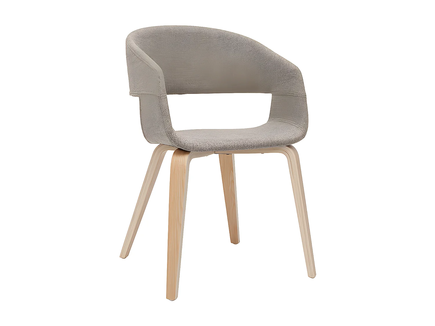 Design-Stühle aus taupefarbenem Stoff mit hellen Holzbeinen (2er-Set) SLAM