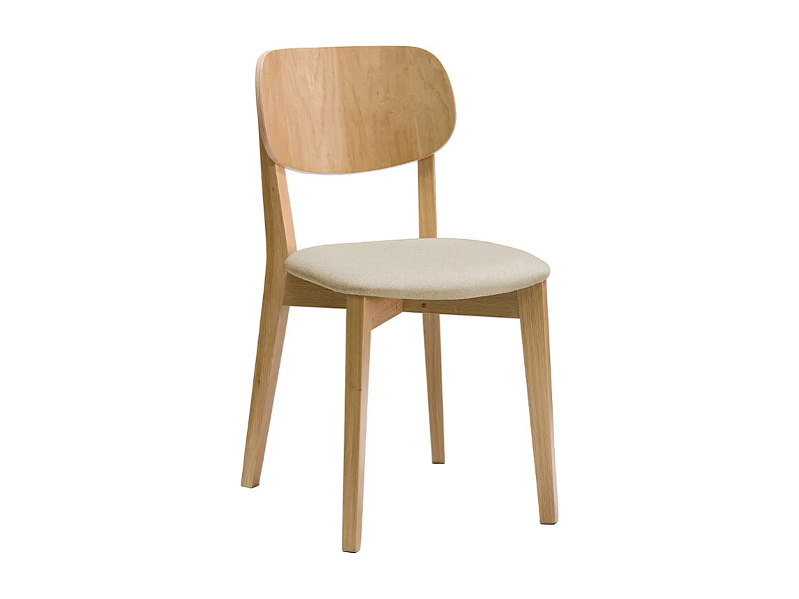 Vintage-Stühle Eichenholz und beige Sitzfläche (2er-Set) LUCIA