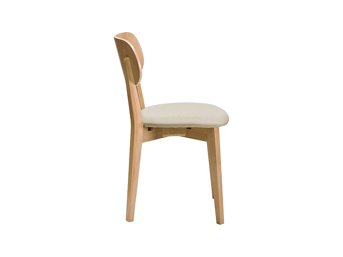 Chaises vintage en bois clair chêne et tissu beige (lot de 2) LUCIA