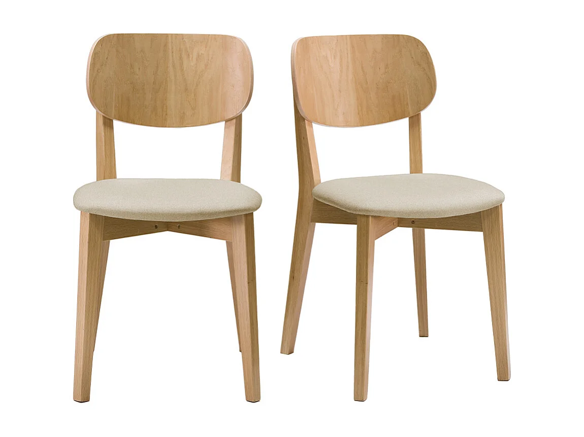Set de 2 sillas vintage roble y asiento beige LUCIA