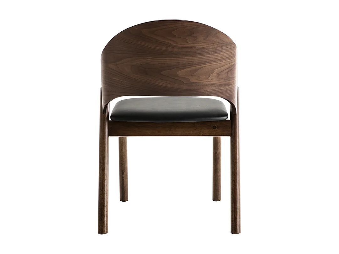 Chaises vintage en bois foncé noyer et assises noires (lot de 2) AVALON