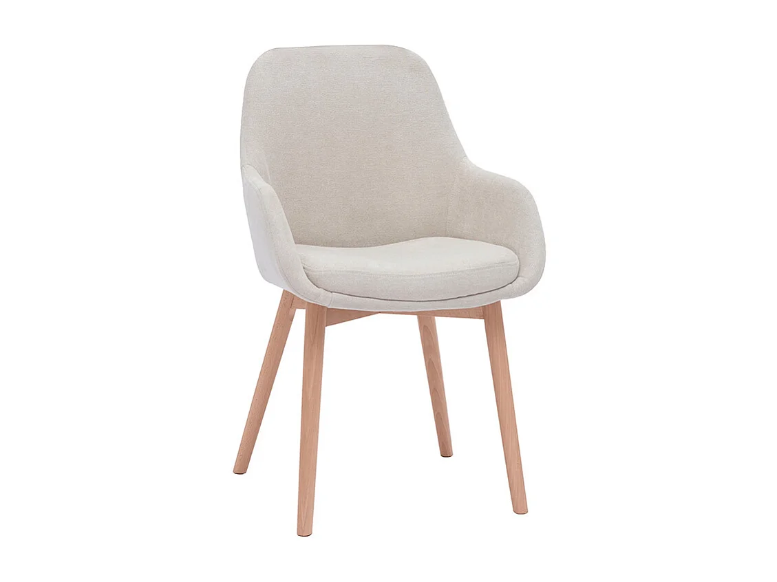 Fauteuils scandinaves en tissu effet velours beige et bois clair massif (lot de 2) HOLO