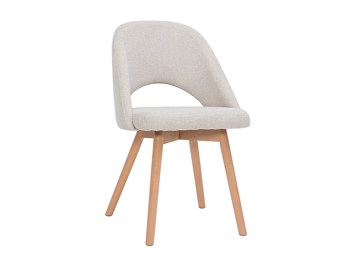 Set de 2 sillas nórdicas de tela efecto aterciopelado texturizado beige con patas de haya maciza COSETTE