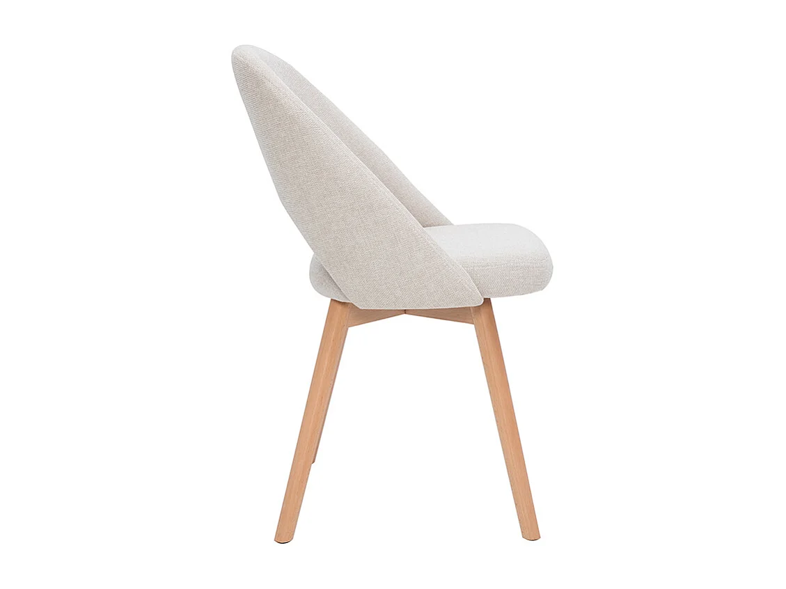 Set de 2 sillas nórdicas de tela efecto aterciopelado texturizado beige con patas de haya maciza COSETTE