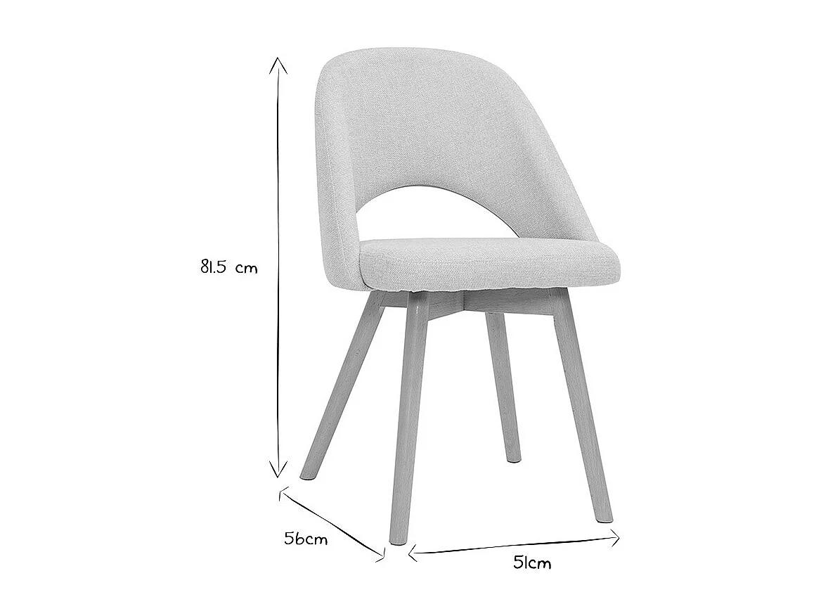 Set de 2 sillas nórdicas de tela efecto aterciopelado texturizado beige con patas de haya maciza COSETTE