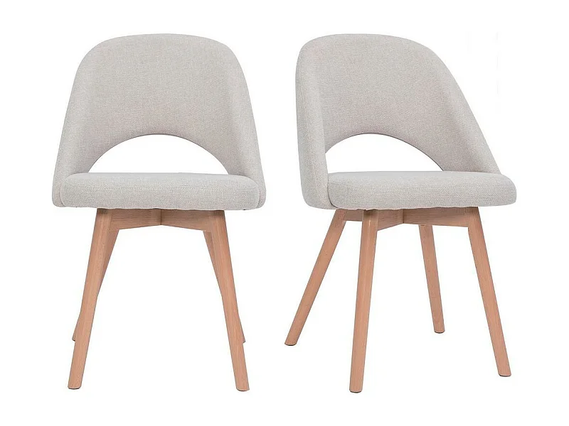 Chaises scandinaves en tissu effet velours texturé beige et bois clair (lot de 2) COSETTE