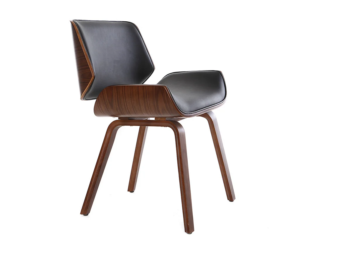 Chaise design noir et bois foncé RUBBENS