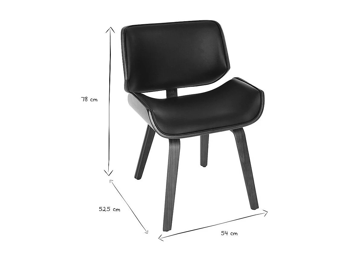 Sedia design Nero e legno scuro noce RUBBENS