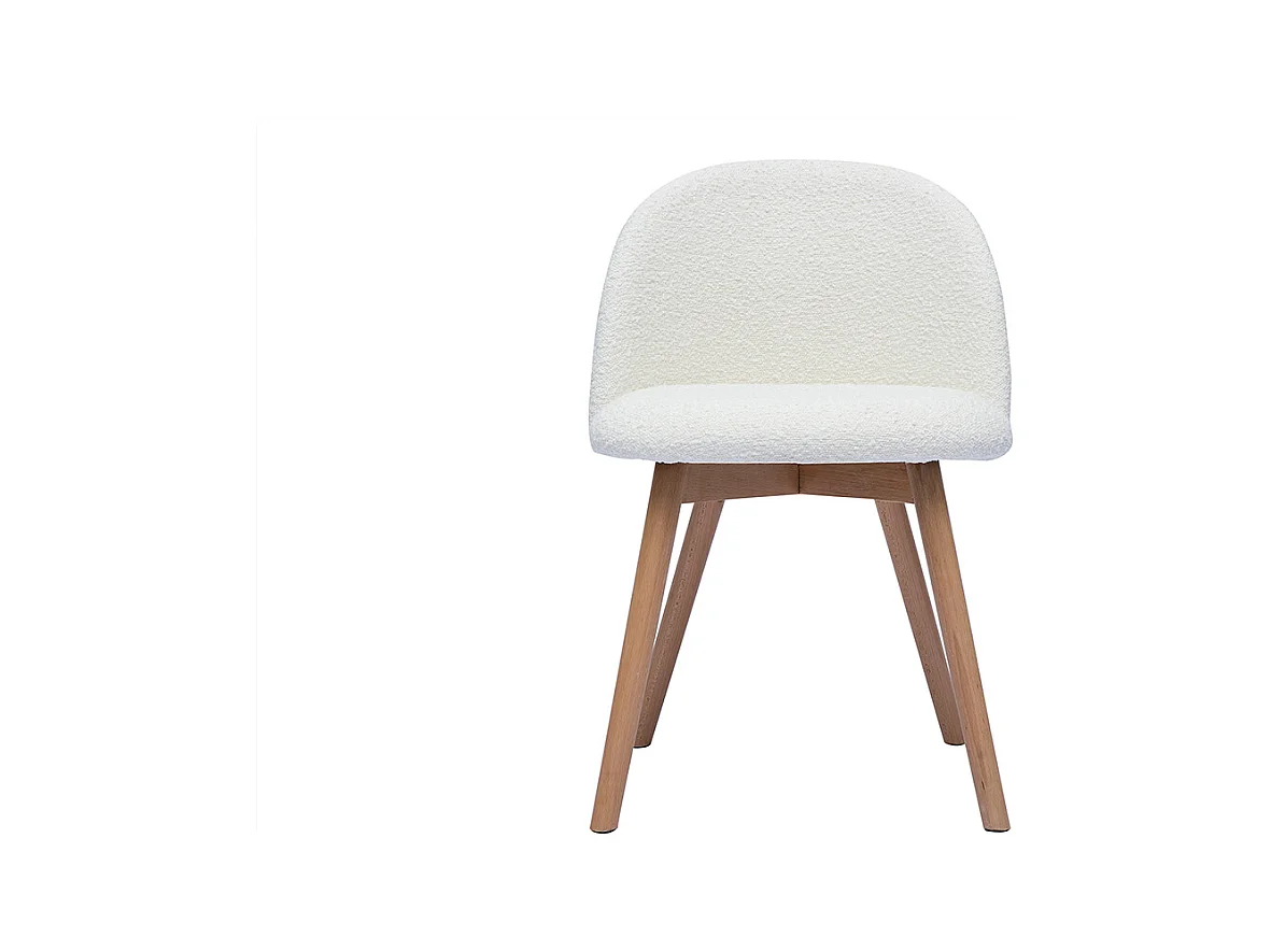 Chaises scandinaves en tissu effet laine bouclée blanc et bois clair massif (lot de 2) CELESTE