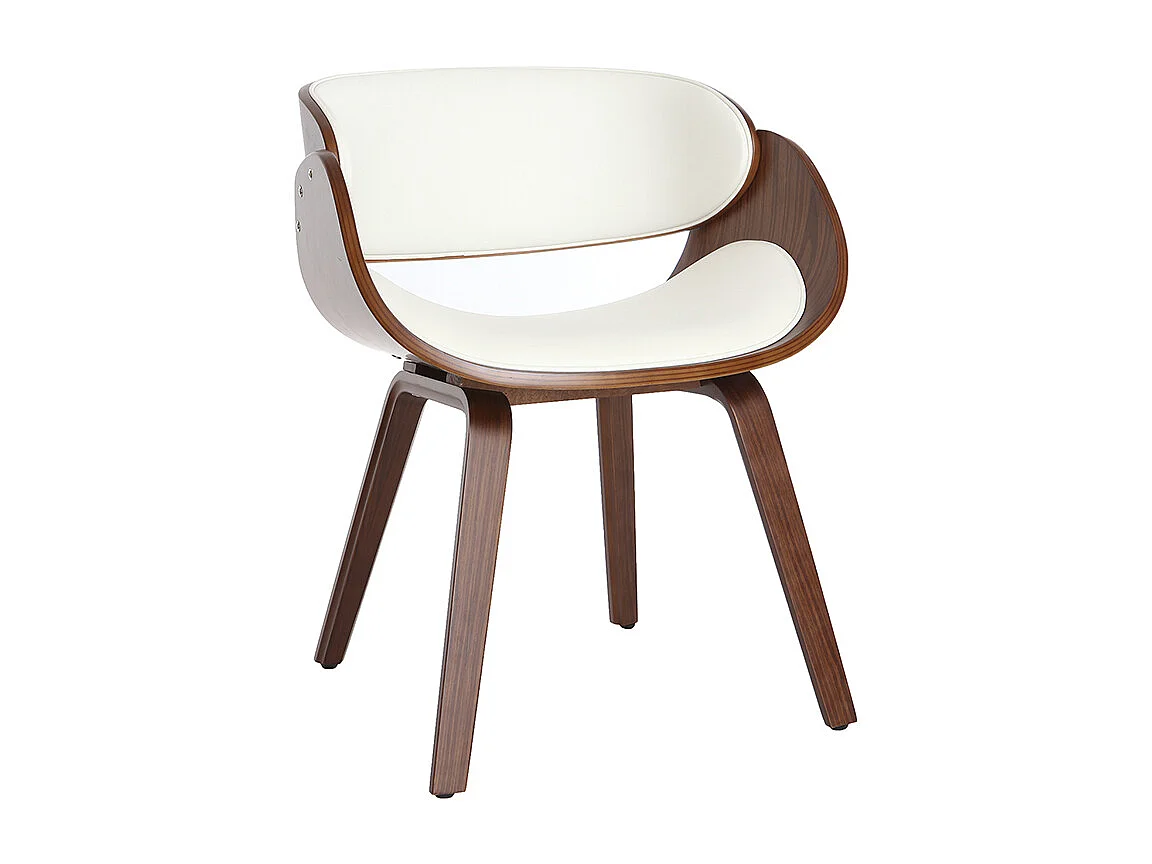 Sedia design bianco e legno scuro noce BENT