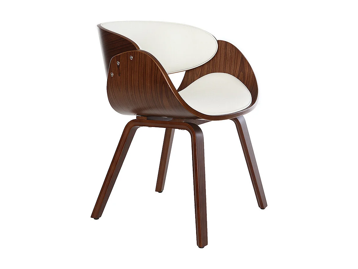 Sedia design bianco e legno scuro noce BENT
