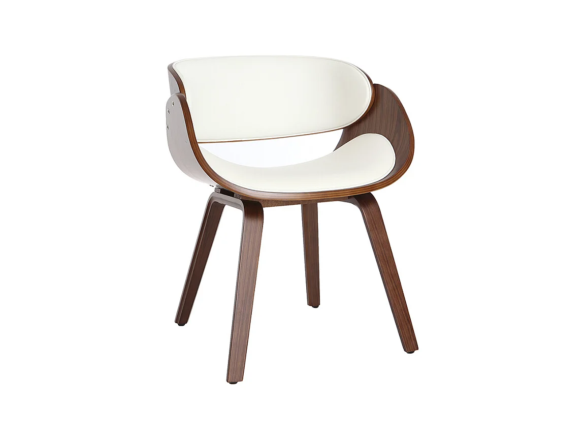 Chaise design blanc et bois foncé noyer BENT