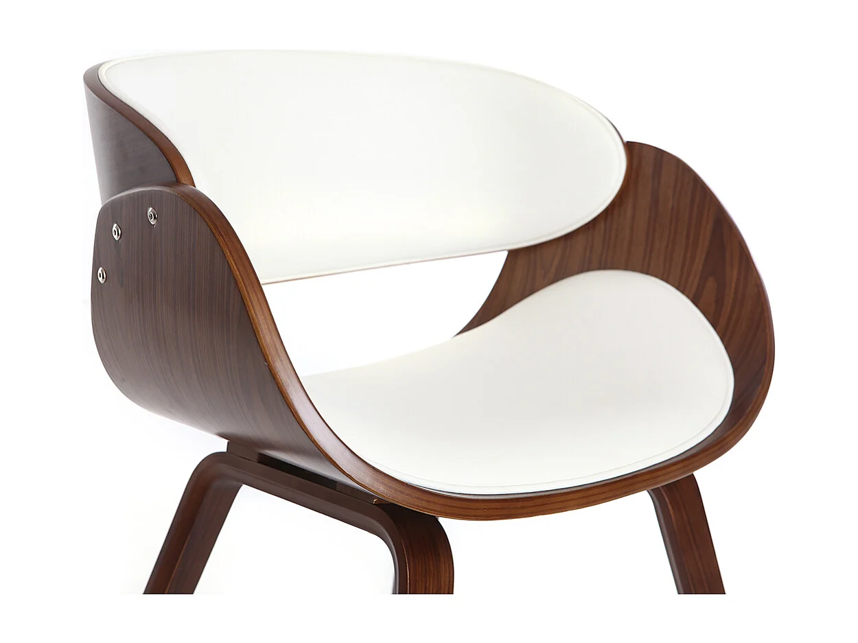 Design-Stuhl Weiß und dunkles Holz Nussbaum BENT
