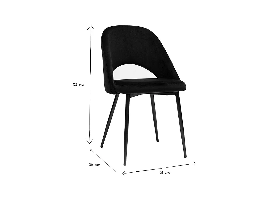 Vintage-Stühle aus schwarzem Samt mit Beinen aus Metall 2er-Set COSETTE